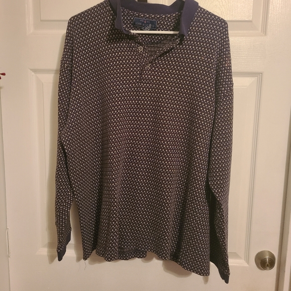 John Ashford Men's Long Sleeve Golf Polo Shirt, Size: XL, Color: Black/Brown - Picture 2 of 7